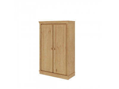 Estante de madeira com 1,19 m no acabamento cera natural com duas portas/ Coleção biblioteca